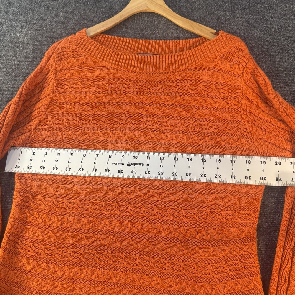 Chaps Denim XL Orange Linen Cotton Cable Knit Boat Neck Sweater Women's Fall - Picture 7 of 9